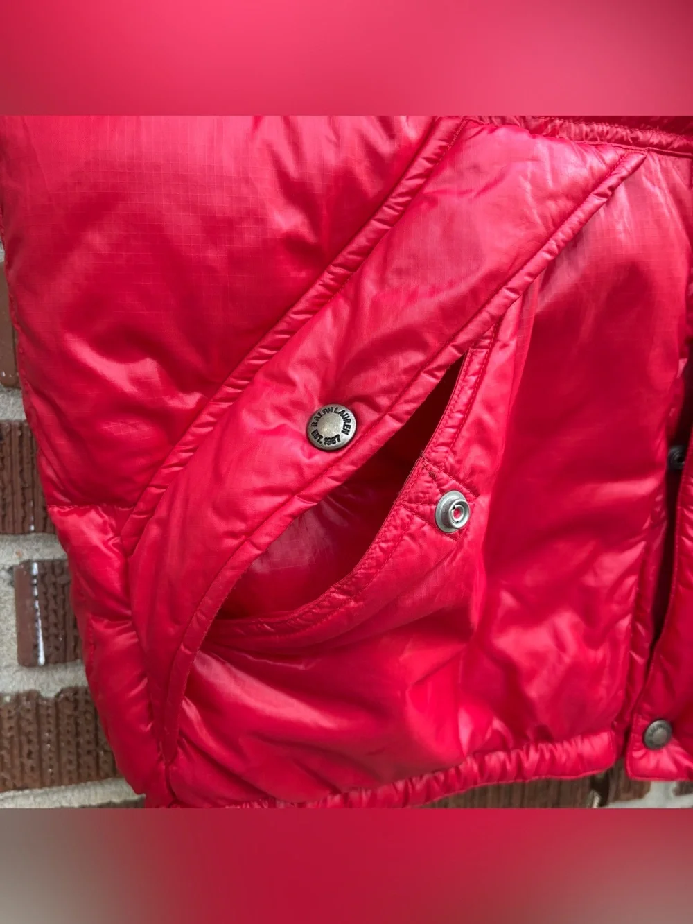 Polo Ralph Lauren Vest Mens Sz L Puffer Down Red Bubble Jacket RARE VINTAGE 90s
